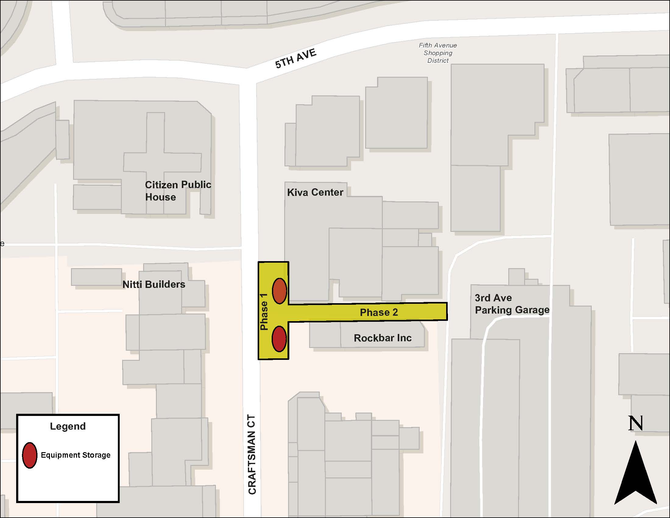 image of a map showing an area around Craftsman Court near 5th Avenue 