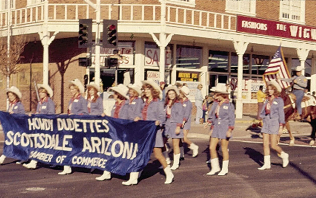 Howdy Dudettes walking in the Parade Del Sol parade in the 1950s