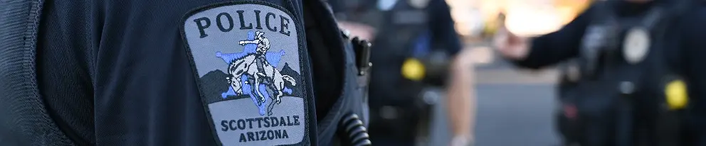 Scottsdale Police Officer with close up of patch